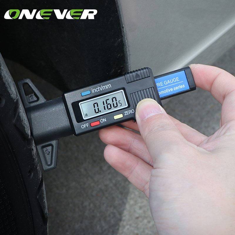 Onever Car Digital Tire Tread Depth Tester Gauge 0-25.4mm Meter Measurer Tool Caliper LCD Display TPMS Tire Monitoring System