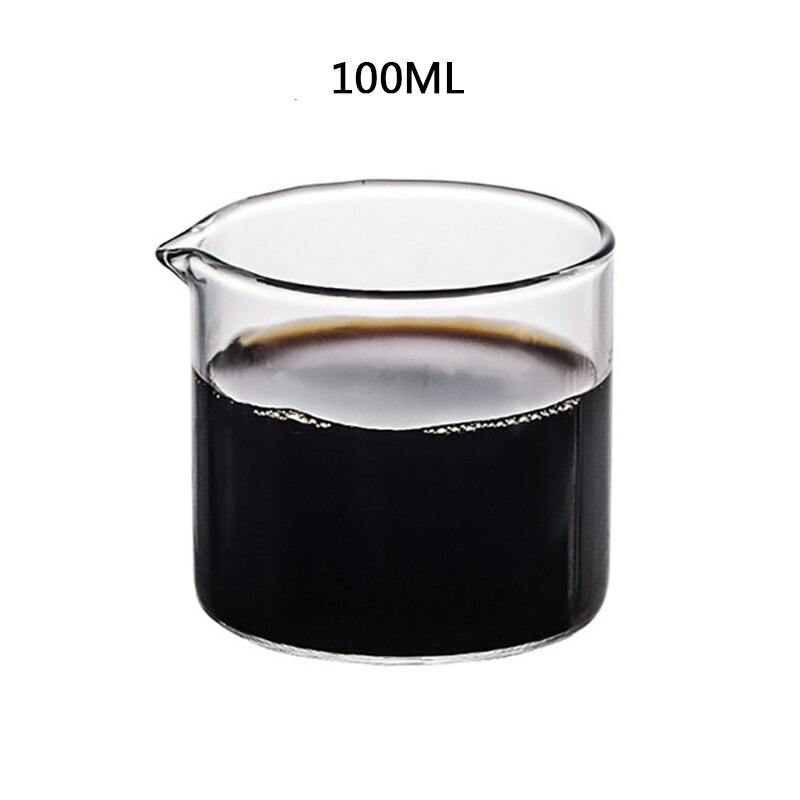 Heat-resisting Glass Espresso Measuring Cup Double/Single Mouth Glass Milk Jug with Handle Glass Scale Measure Mugs: 100ML2