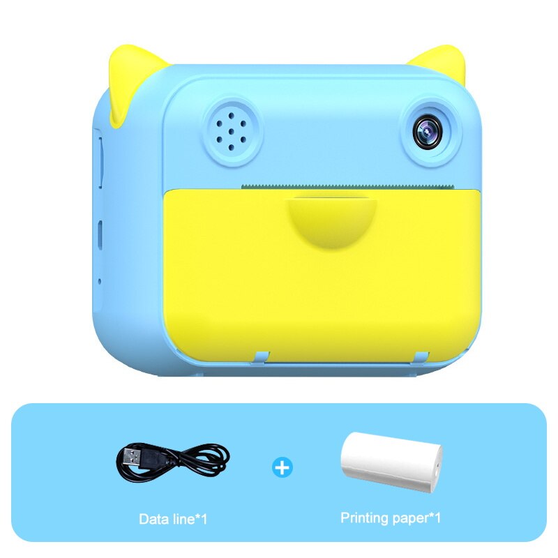 Children Camera Instant Print Camera For Kids 1080P Digital Cameras With Photo Paper Child Toys Camera Birthday for Kids: Blue 1 Roll Paper / With 32GB SD Card