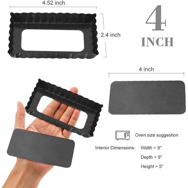 6 Pack Tart Quiche Pan Set Nonstick Removable Loose Bottom Mini Heavy Duty Fluted Pie Cheesecake Molds