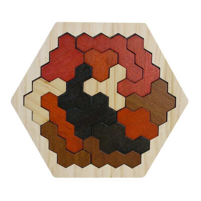 Rompecabezas de madera Hexagonal geométrico para niños, puzle de desarrollo intelectual, diversión, visión en Color, educativo, Toy3D, educativo: NO.3249