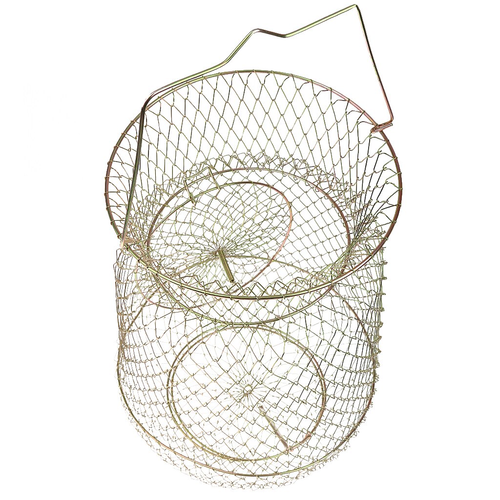 1pcs Fishing Net Round Steel Wire Basket Fish Lobster Prawn Cage Creel