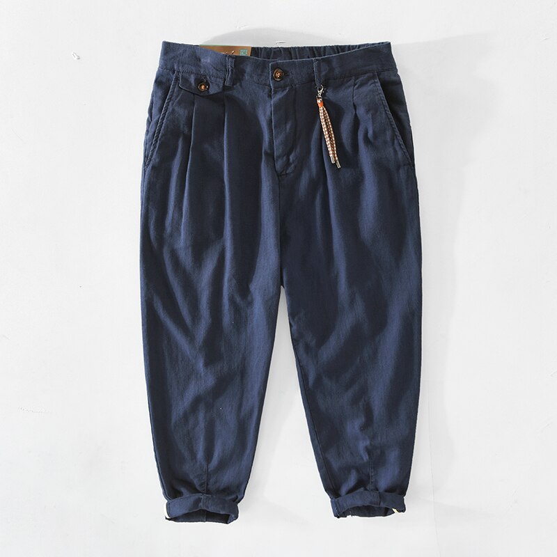 Hiqor roupas masculinas japão estilo casual calças 2022 novo cônico calças masculinas lavadas chinos vintage 100% algodão tamanho M-3XL: M / Dark Blue