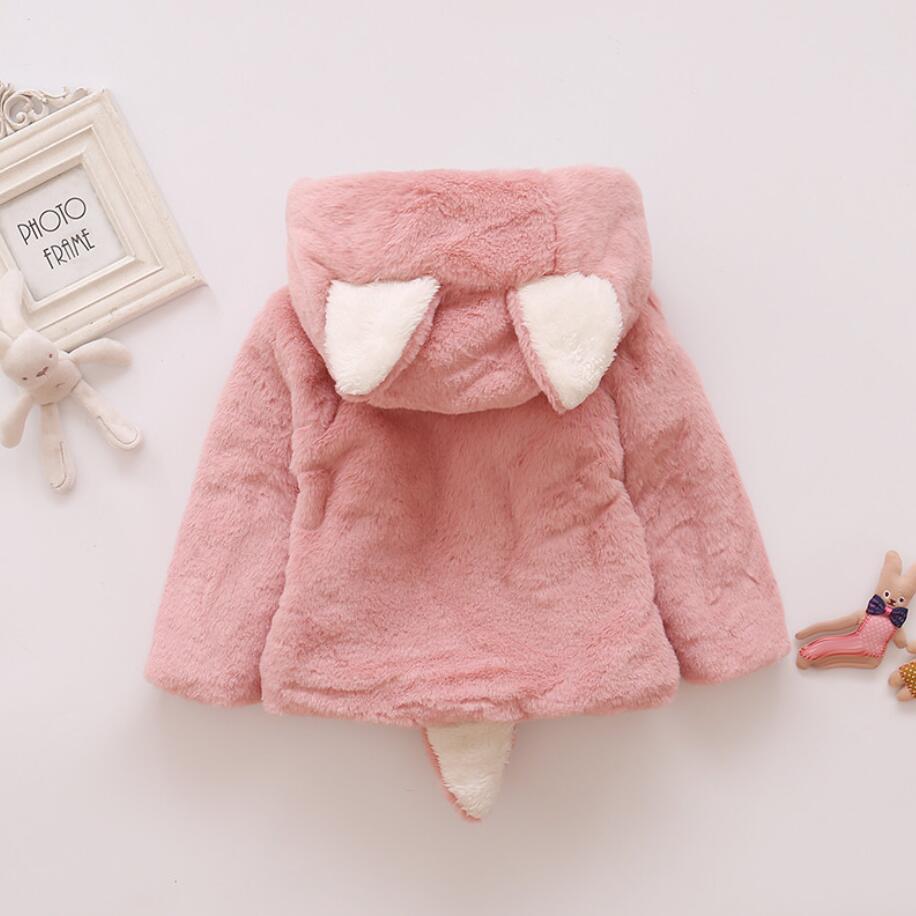Baby Meisje Jas Baby Meisjes Hooded Fluwelen Meisje Warme Fleece Fluwelen Jas Baby Jas Winter Cartoon Staart jas