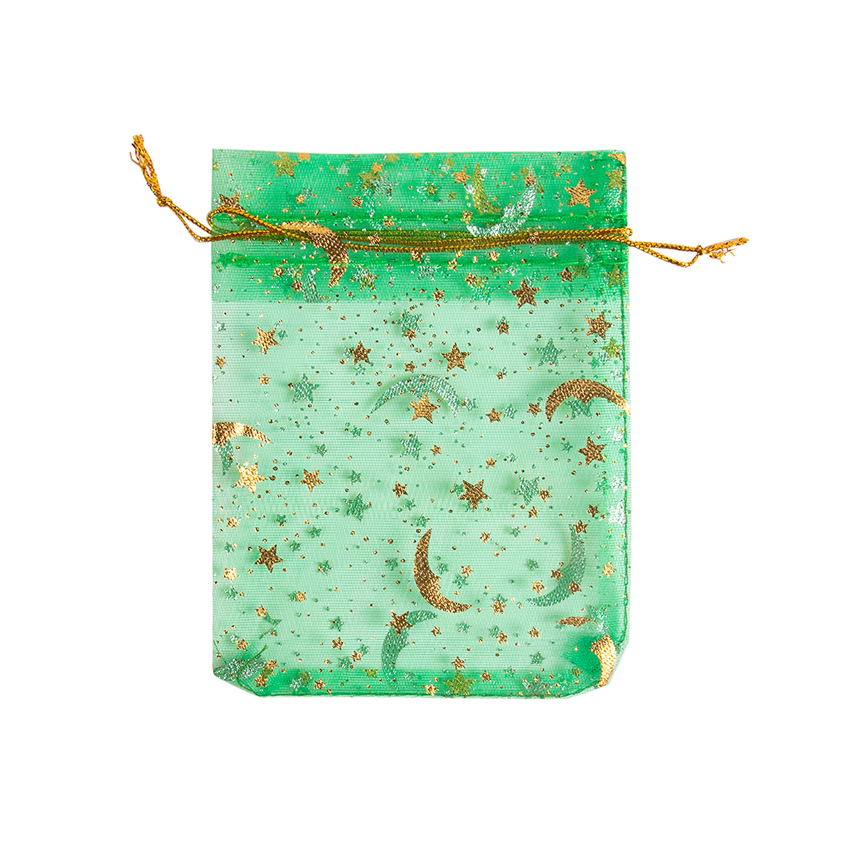 50pcs Star Moon Drawstring Organza Sack Bags Eid Mubarak Wedding Party decoration Candy Packing Bag Jewelry Pouch: MINT GREEN