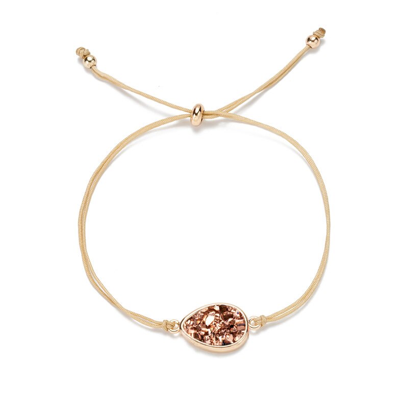 Ronde Druzy Drusy Armband Faux Hars Druse Stone Verstelbare Touw Koord Armband Sieraden voor Vrouwen/Vriendin