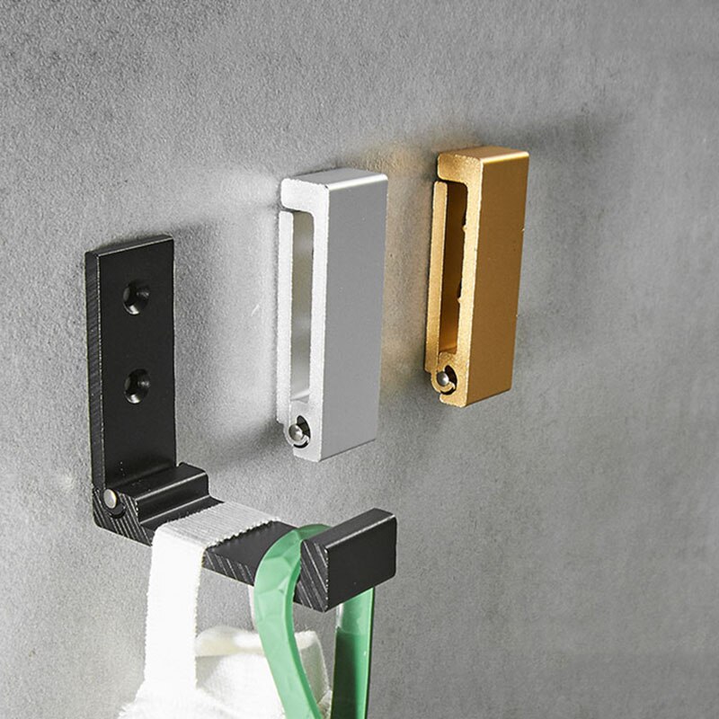 3pc aan de muur te bevestigen badkamerhaken van aluminiumlegering, goud/zilver/zwart, opvouwbaar, kledinghaak, handdoekhaak, hanger, badkameraccessoires