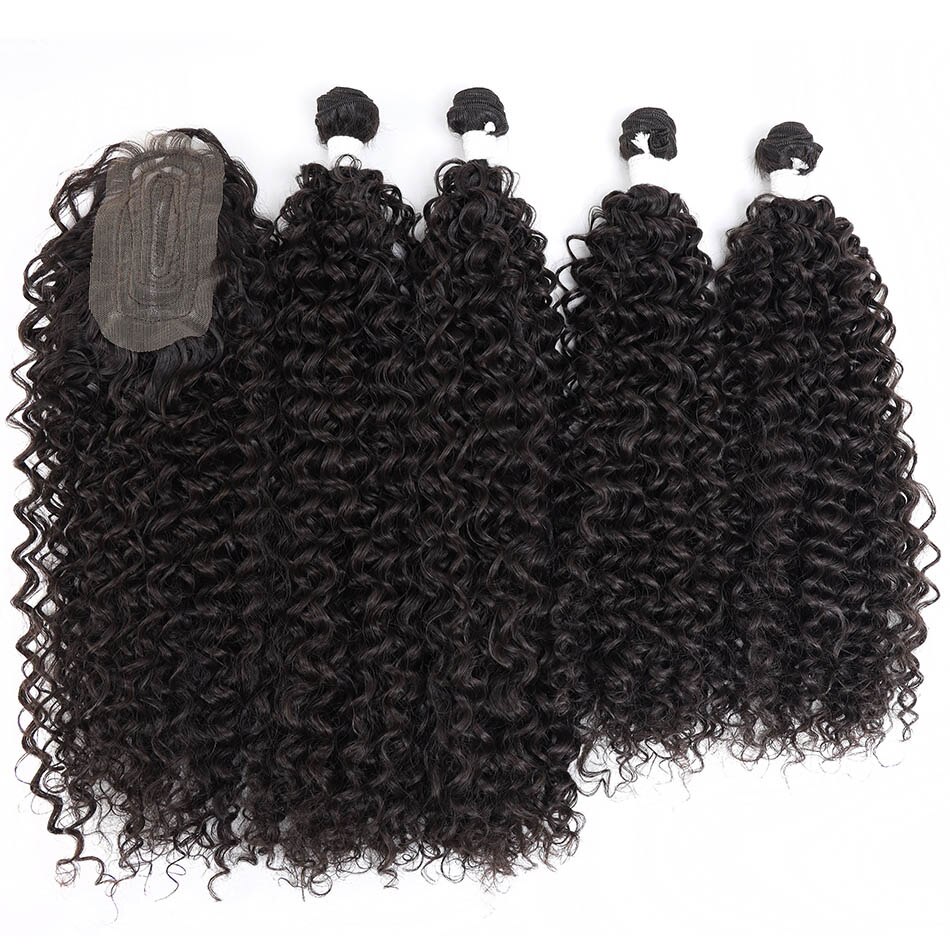 Hair Bundles With Closure Sythetic Water Wave Hair Extensions 5Pcs/Pack 24'' 26'' with 20'' Topper: #2
