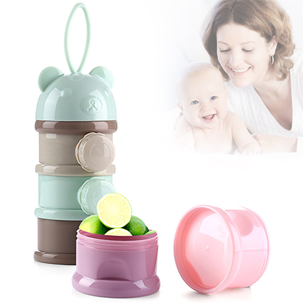 3 layers Bear Style Portable Baby Food Storage Box Essential Cereal Cartoon Infant Milk Powder Box Toddle Snacks Container