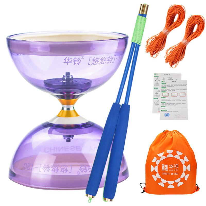 Chineseyoyo lager diabolo jonglering leksaker diabolo set packning 6 färger att välja med string bag: Lila