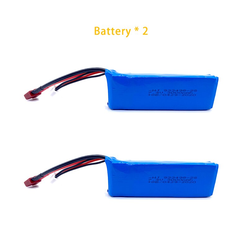 Wltoys 144001 Car 2s 7.4V 3000mAh Upgraded Lipo Battery T Plug For Wltoys 1/14 144001 RC Car Boat Lipo Battery Parts Upgraded: 2Battery