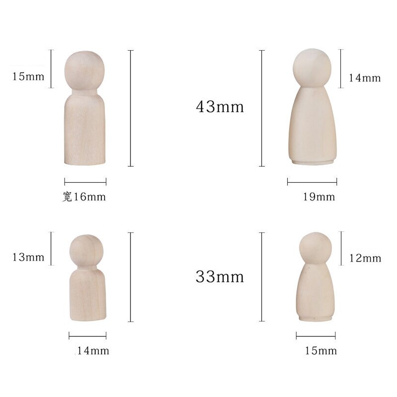 Muñeco de madera con pinza para niños, conjunto de personas sin terminar, cuerpos de muñecos de madera para manualidades DIY LBV