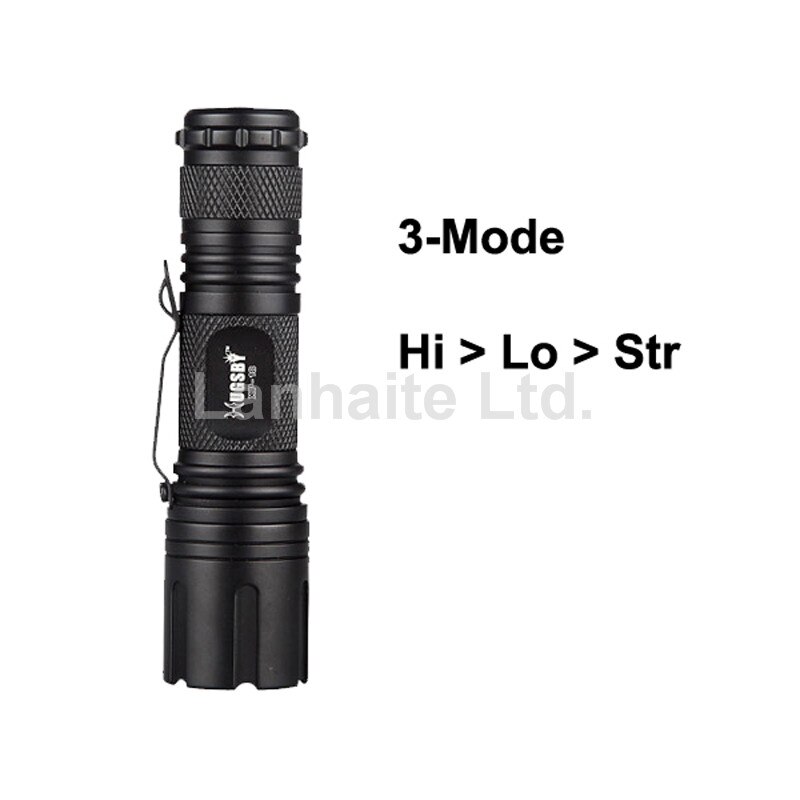 Hugsby XP-18 Cree XP-E R3 250 Lumens 3-Mode LED Flashlight - Black ( 1xAA / 1xCR123 / 1x16340 / 1x14500 )