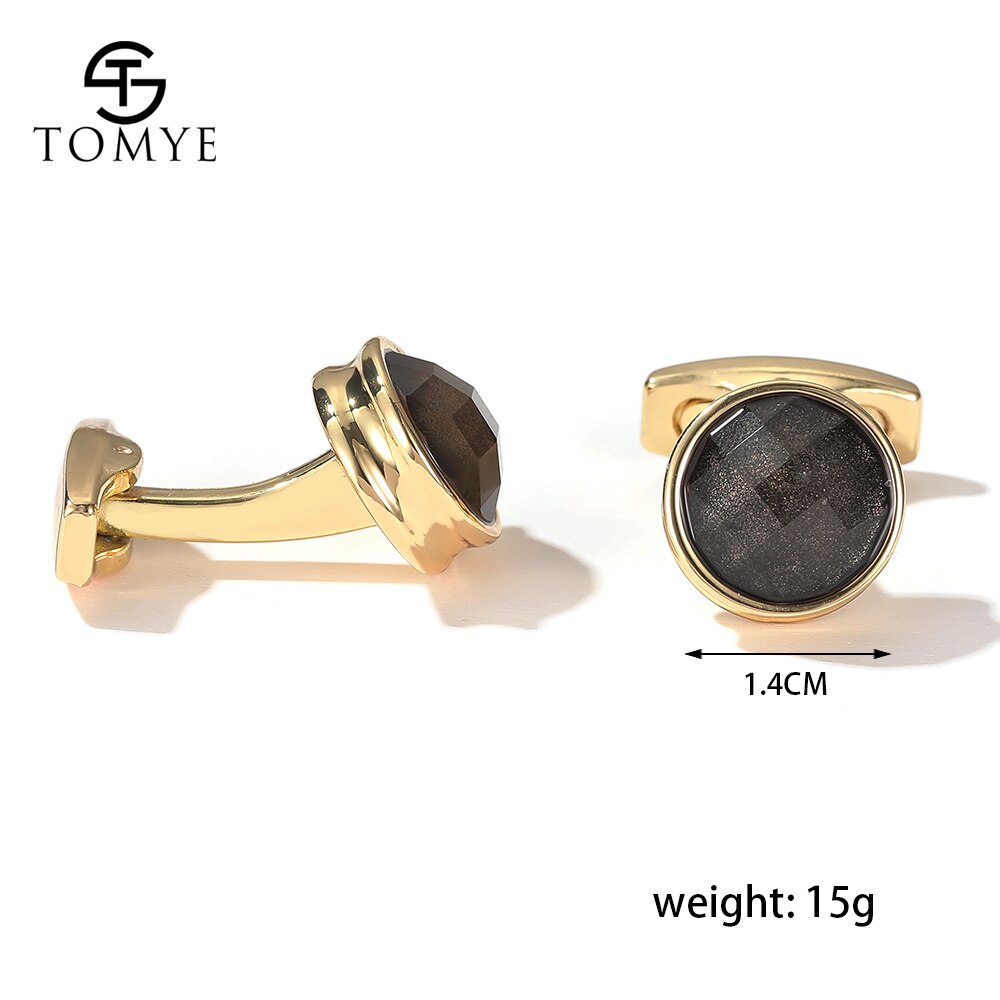 Cufflinks Wedding TOMYE XK20S050 Luxury Round Gold Shirt Cuff Links for Men