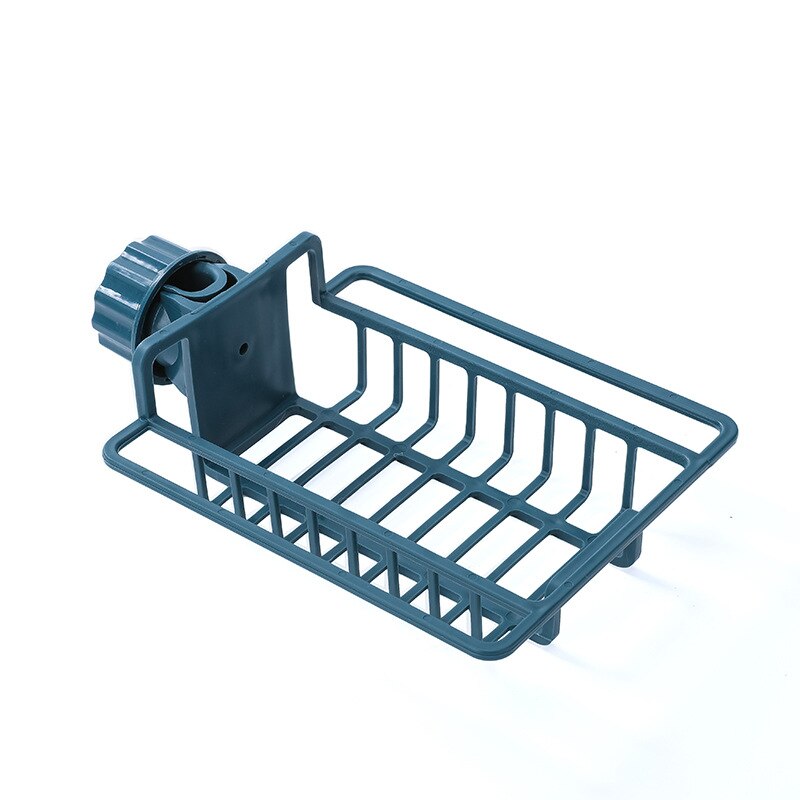 Adjustable Faucet Clip Hanging Holder Soap Sponge Dish Rack Towel Hanger Sink Storage Rack Drainer Shelf Bathroom Kitchen Organi: Deep Blue