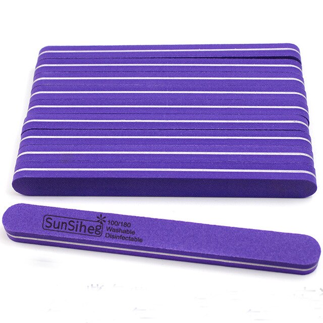 60Pcs Nail Files Nail Buffer 100/180 Double Side Grit Buffing Sanding Nail Makeup Tools Spong Nail File Women Salon: 60PCS-purple