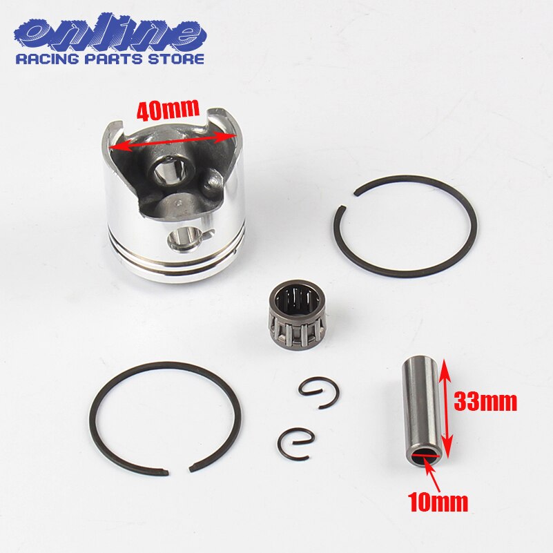 Kit de pistón de cilindro de 40mm, Pin de 10mm para Mini Moto de 2 tiempos de 47cc, Dirt Pocket, ATV, Quad, Minimoto Go Kart, Scooter, motocicleta