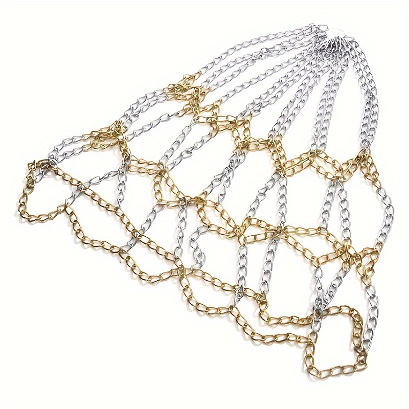 Outdoor Galvanized Steel Chain Net Durable Basketball Target Net Basketball Classic Sport Steel Chain Basketball Net: Yellow