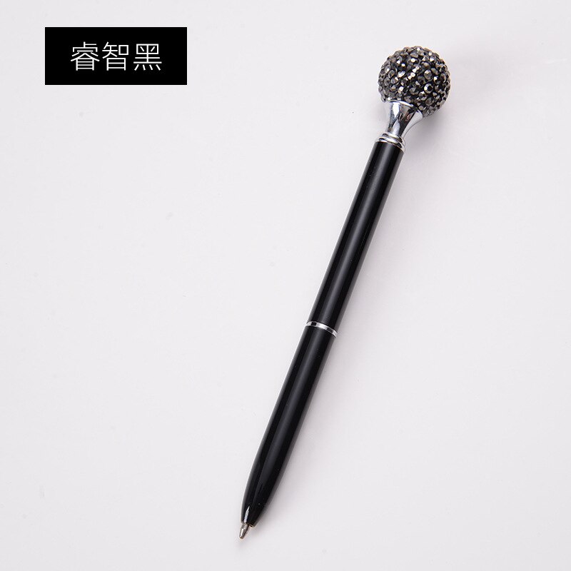 Creativity metal Spinning Ballpoint Pen Luxury Diamond Ball Point Pen 1.0mm Ballpoint Pen Office School Writing Stationery: Black