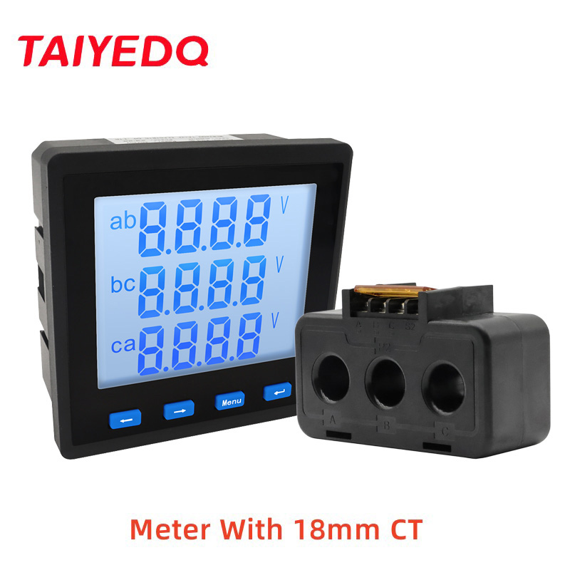 RS485 400V 3 Fase Multifunctionele Digitale Lcd Display Voltmeter Amperemeter Watt Power Energy Frequentie Meter Met Ct