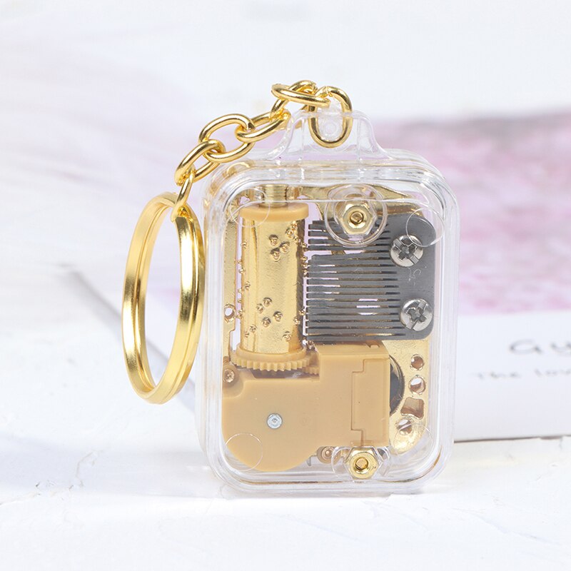 1Pc Music Box DIY Mechanical Gold Metal Music Boxes Clockwork Keychain