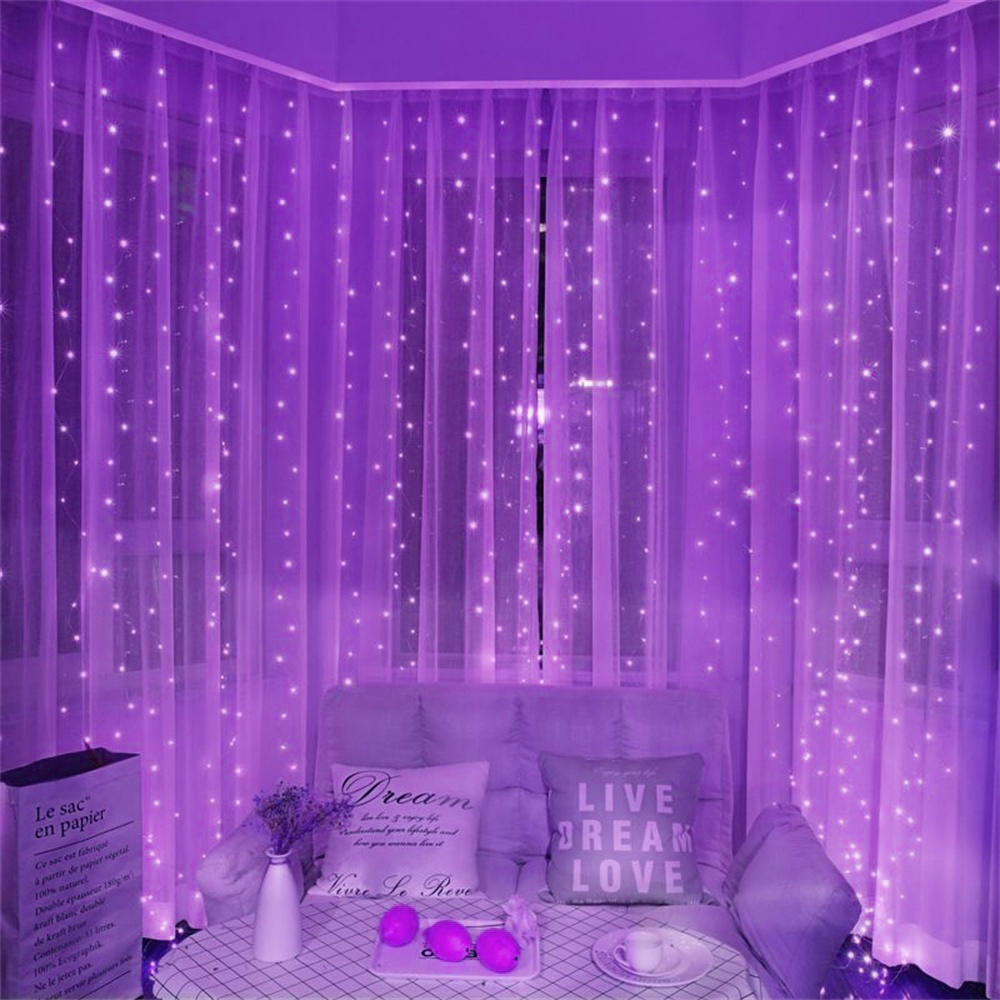 Cortina de luces LED USB, 8 modos, guirnalda de luces con Control remoto, cadena de luces, decoración navideña para boda, dormitorio, lámpara de Año: 4XL / Verde claro