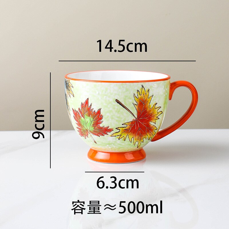 American Product Heavy Color Hand-painted Ceramic Breakfast Cup Home Large-capacity Mug Coffee Oatmeal Cup: 8