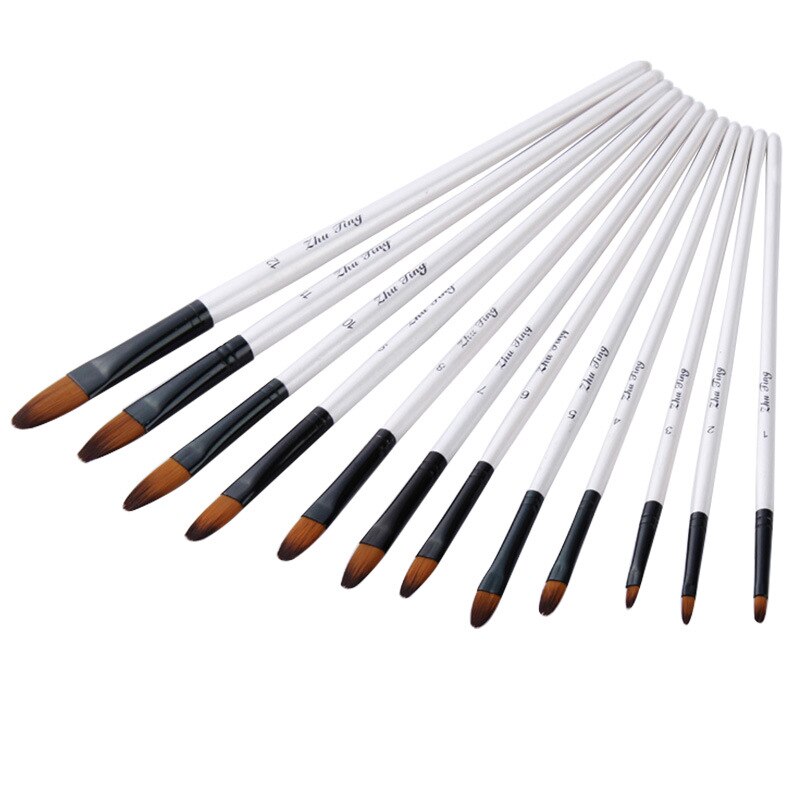 2-teiliges Pinsel Set Mit Rundkopf – Nylonborsten & Holzgriff Für Acryl, Aquarell & Öl, Länge 14,8cm