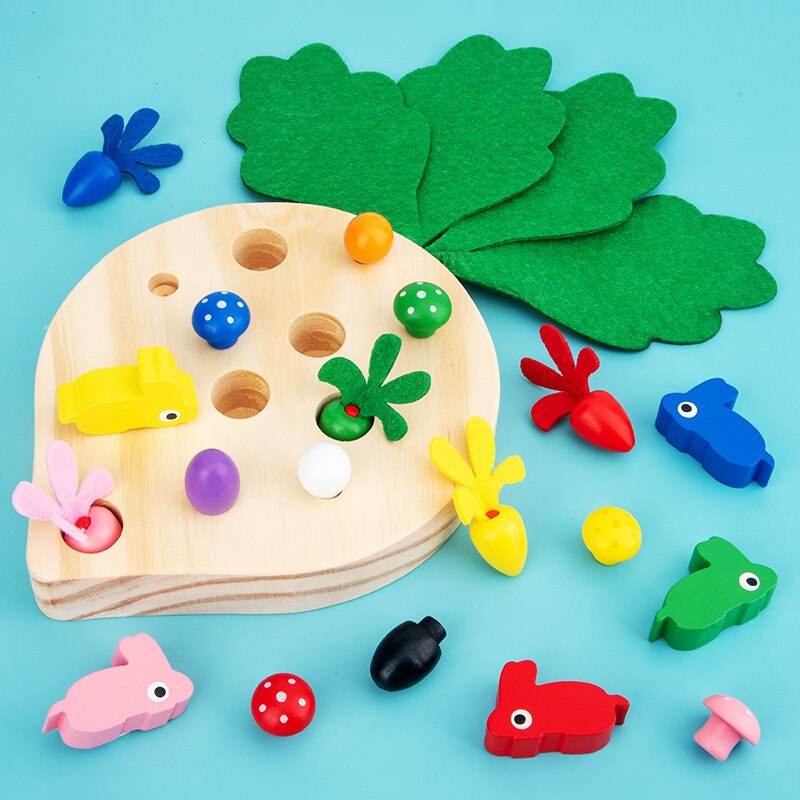 Kleine Weiße Kaninchen Ziehen Rettich Berufe Spielzeug Für Baby Kinder Pilz Picking Consort kinder puzzle Spielzeug