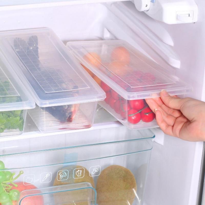 Removable Drain Plate Tray Fridge Food Fresh Keep Fruits Vegetables Meat Fish Storage Box Containers Organizer Kitchen Tools