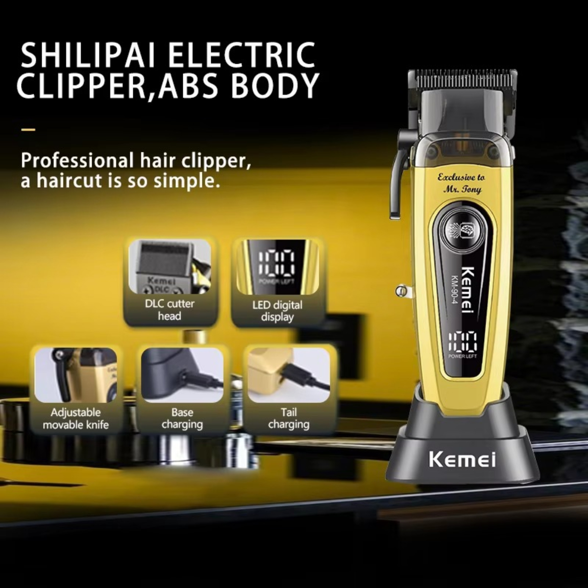 Kemei Cortapelos Oferta especial 11500 RPM Cortadora de pelo Mejor Motor sin escobillas Eléctrica Cortapelos Más vendida Cuchilla DLC Cortapelos para hombre KM-90-4