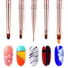 1 stk uv gel liner negle børste rosa guld farve maleri tegne pen pensel bærbart pen håndtag nail art værktøj gør det selv