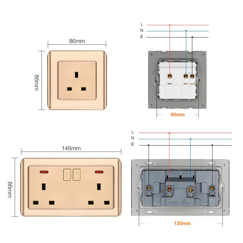 Elektrisk switchwall-stik 2 stikkontakt 5v 2.1a usb-opladningsport til vægkontakter og -kontakter usb-stikkontakt