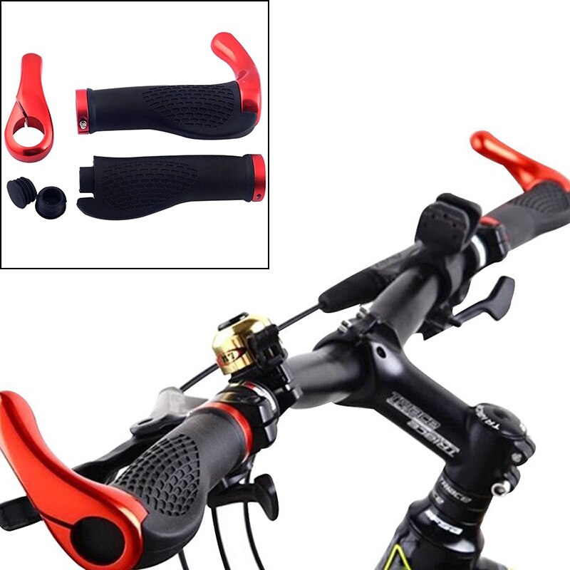 Mountainbike cykel cykel lås-på styret hånd bar ende greb sæt: Rød