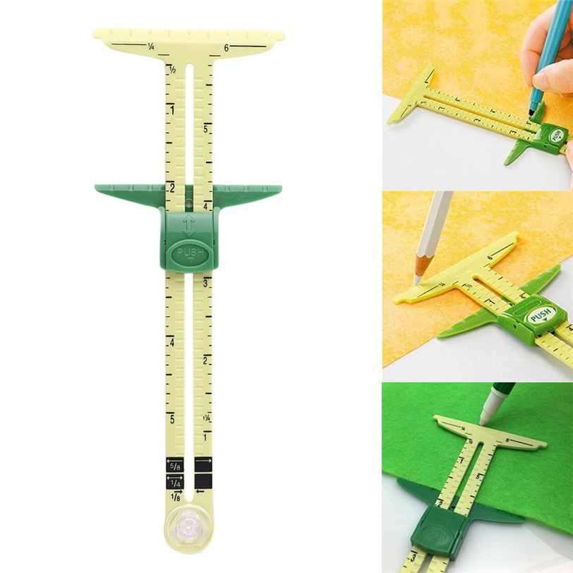 5-In-1 Sewing Ruler "T" Shape Sliding Gauge Caliper Sewing Ruler Plastic Portable Multifuction Measuring Sewing Tool 1220#