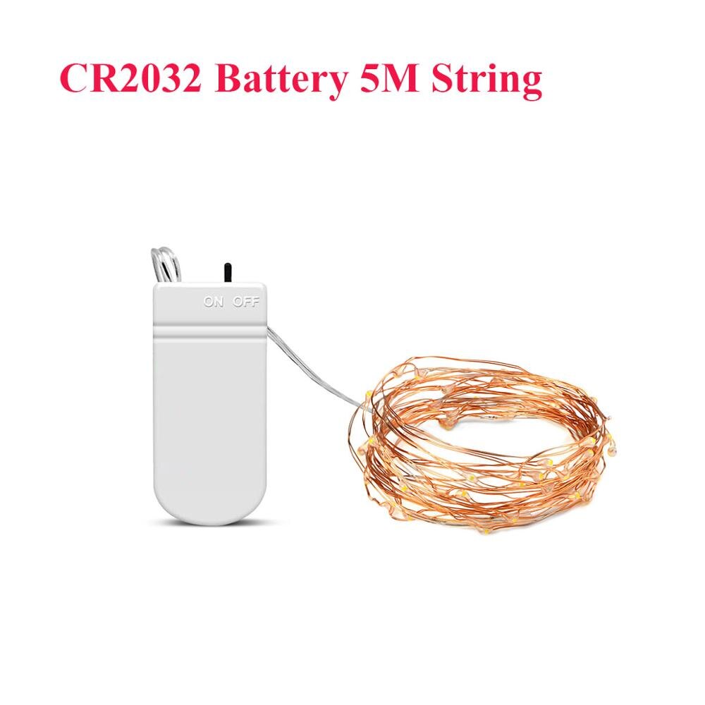 10M 20M LED Solar- Schnur 2M 5M Batterie Energie Kupfer Draht Gebühr Girlande licht Weihnachten Hochzeit Party Garten Terrasse Dekoration: 5M CR2032 Batterie / Mehrfarbig