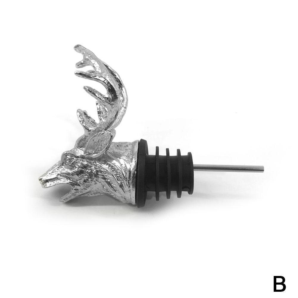 Rvs Herten Stag Hoofd Wijn Schenker Doos Wijn Beluchters Gereedschap Fles Unieke Stoppers Bar Wijn Met 4 Kleuren e2K2: Silver