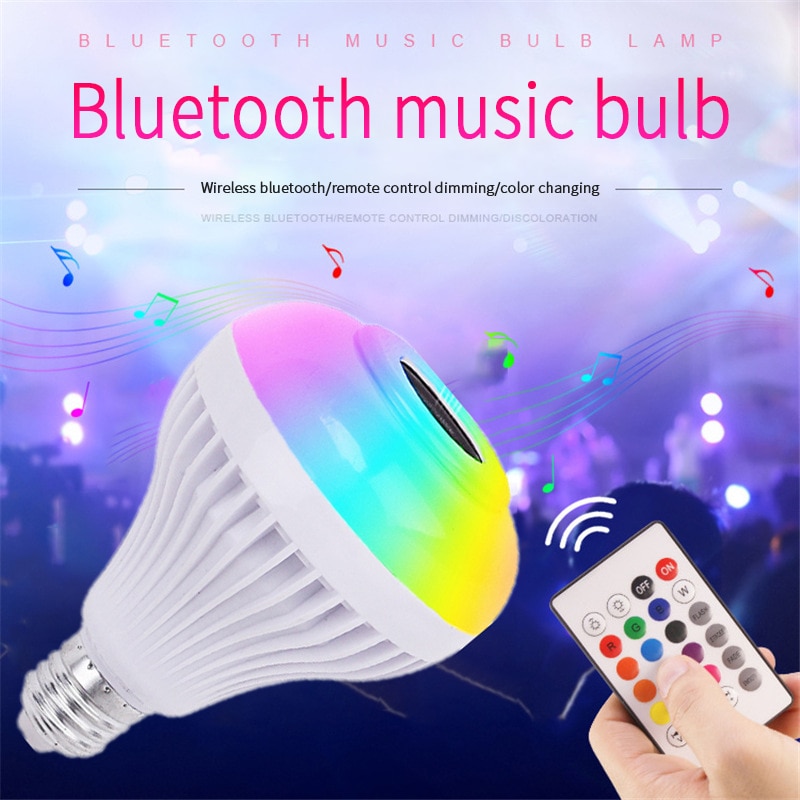Luxe Bluetooth Speaker Smart Led Muziek Lamp Luidsprekers E27 Rgb Licht 12W Afstandsbediening Boombox Kleurrijke Led Speaker