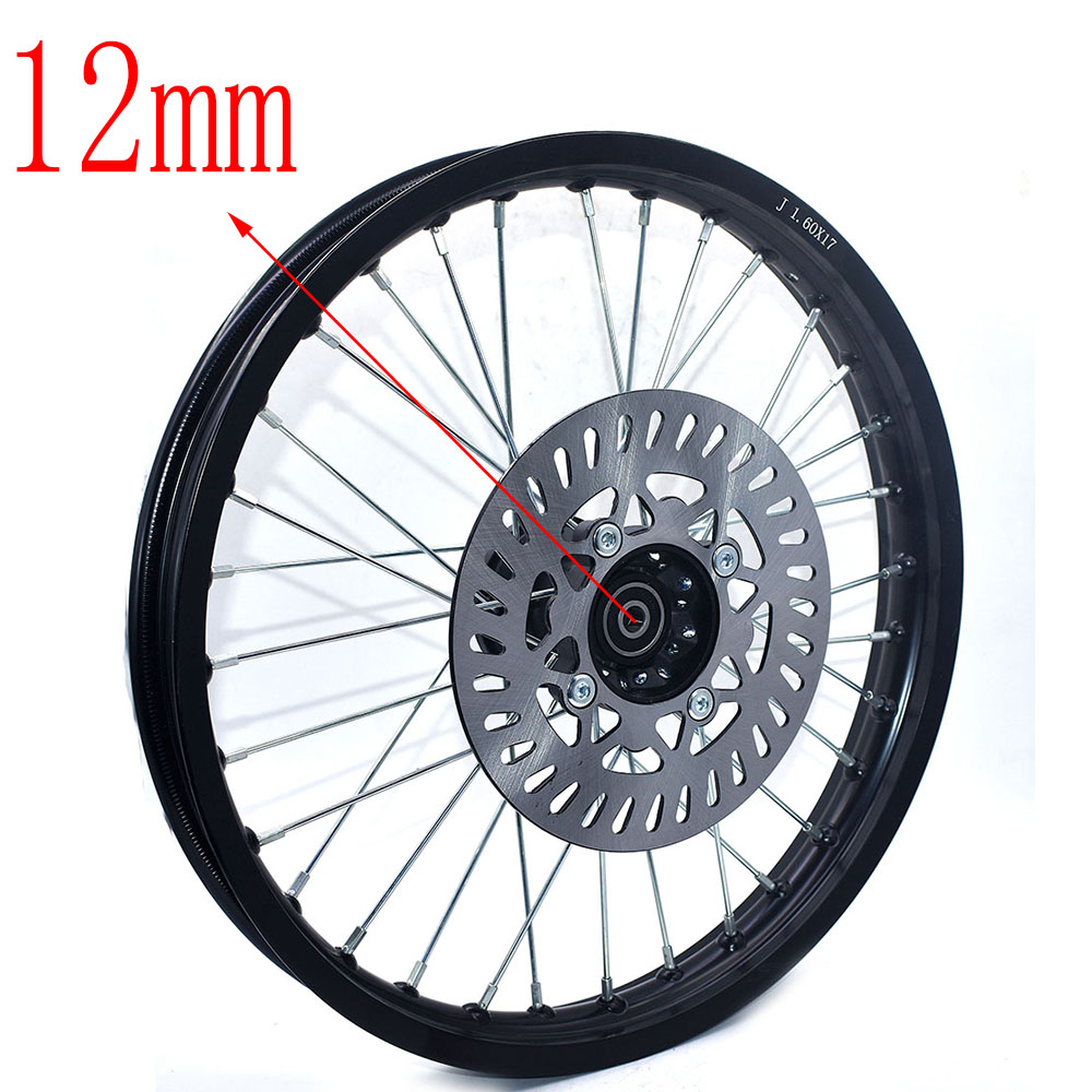 1.60X17 Inch Front Velgen Aluminium Plaat Velgen Met Schijfrem 1.60X17 "Inch Voor Klx crf Kayo Apollo Bse Pit Bike: 12mm Black