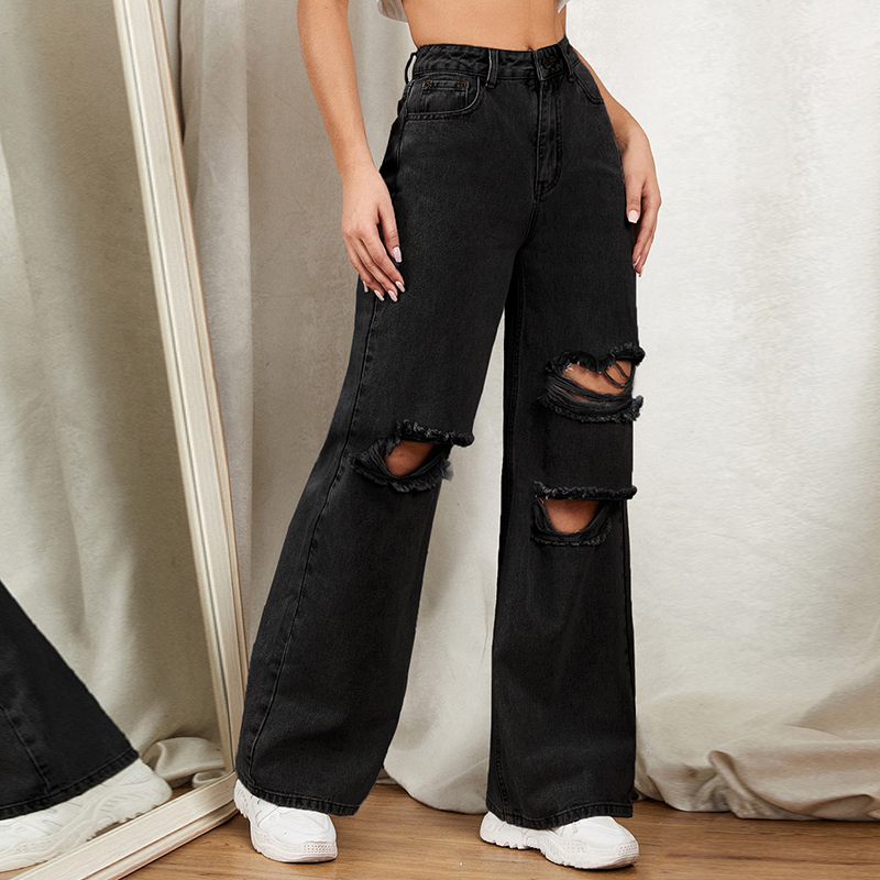 MASUCOR Rechte Beenbroek Denim Broek Vintage Losse Zwart Grijze Gewassen Jeans Laagbouw Jeans Vrouwen Losse Jeans Wijde Pijpen Denim Broek Jaren '90 Y2K Stijl Streetwear(Blue1,XS