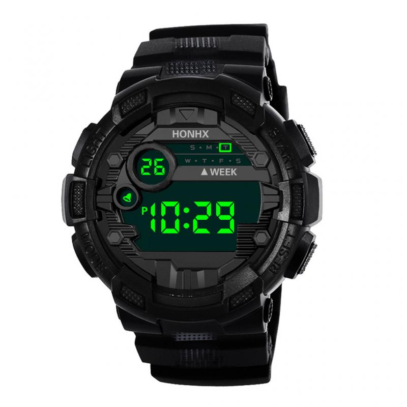 Accessoires de vélo LED Montre Numérique De Luxe hommes Sports de Plein Air Grand Cadran Montre De Sport Électronique Montre Mouvement Bracelet En Résine: Black 01