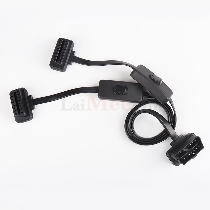 Newest Male to Female Connector OBD OBD2 16PIN Power Switch Diagnostic Tool Lenght 60CM Switch ON/OFF Save Power For ELM327