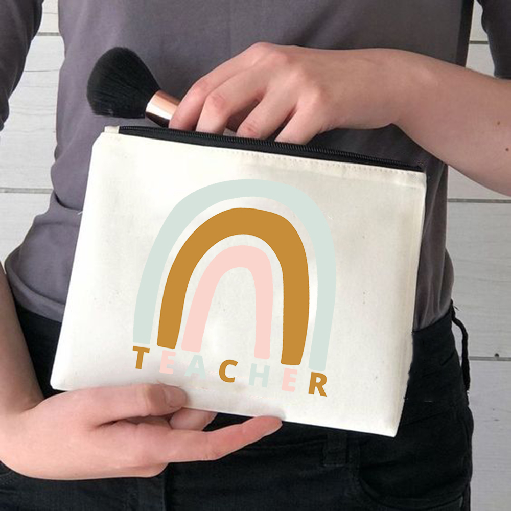 Rainbow Mama torby kosmetyczne piękny nauczyciel torebki na makijaż moda etui na przybory do makijażu zabawna torba do przechowywania duże etui podróżne wielokrotnego użytku: W04064-TBWH-D