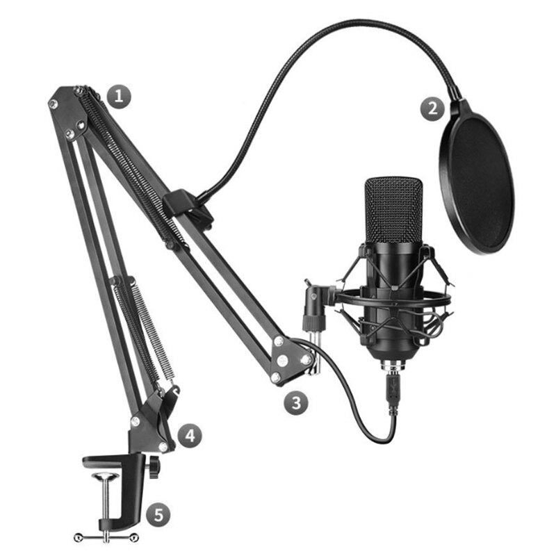 BM-800 Microphone Condenser Microphone 192KHz/24Bit High Sampling Rate Computer Microphone Set