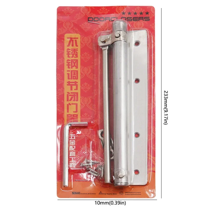 Adjustable Stainless Steel Automatic Door Spring Soft Close Fire-proof Furniture Hardware Door Closer