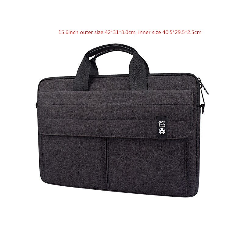 Maletcase3/14,1/15,6 pulgadas para hombre y mujer, bolsa para portátil, bolso de hombro cruzado a prueba de golpes, impermeable, para viaje, oficina, bolsita de negocios: A black XL