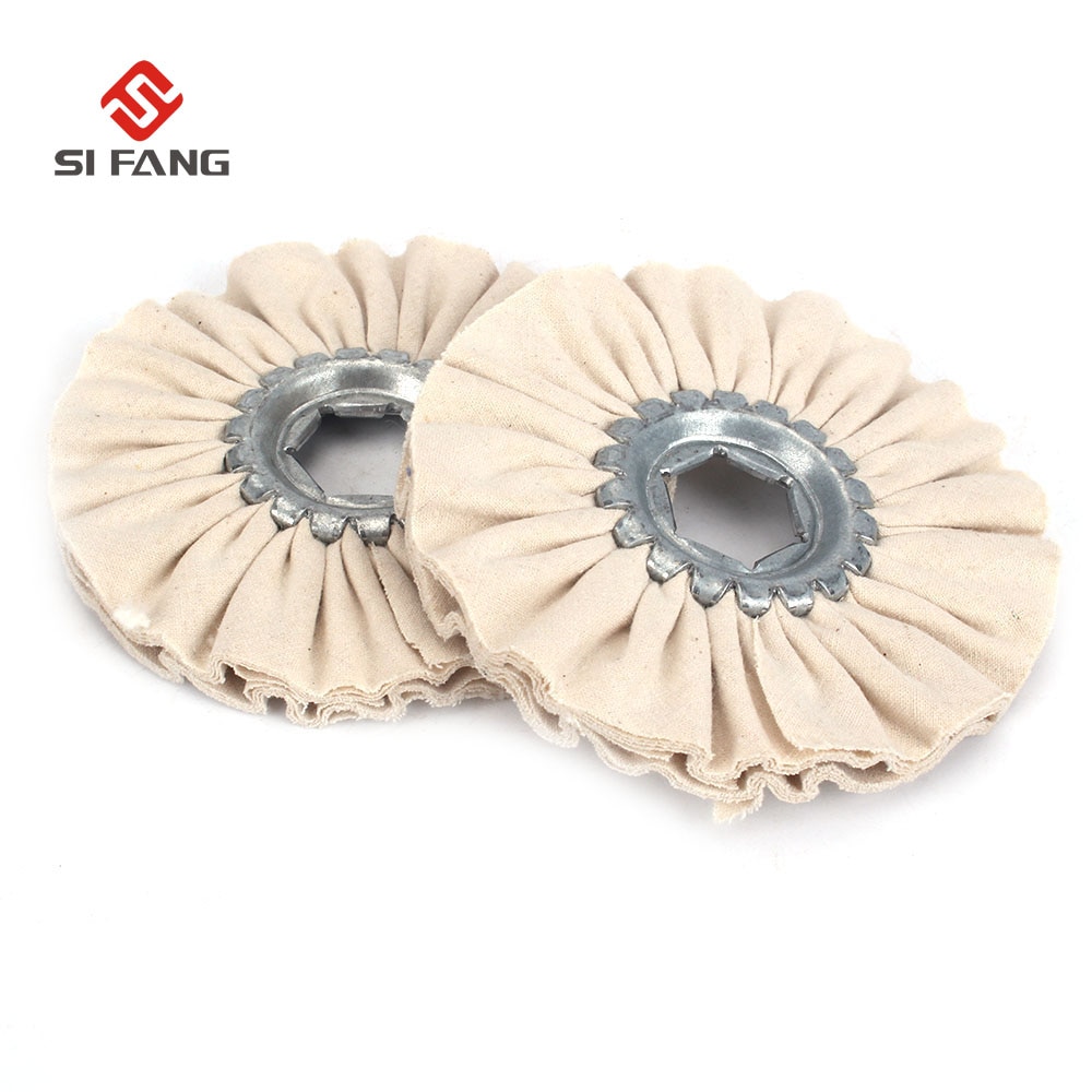 2Pcs 4" Cotton Airway Buffing Wheel Cloth Open Bias Polishing Buffs Wheel Discs Metal Polishing Wheel Abrasive Tools