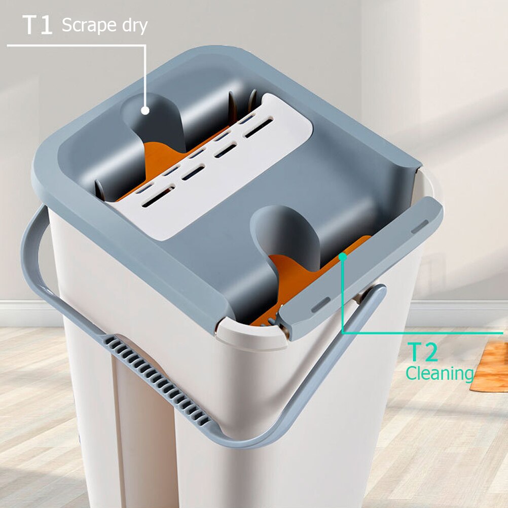 Balai serpillère magique avec tampon microfibre et seau automatique, évite le lavage manuel, pour le nettoyage des sols/parquets, utilisation facile