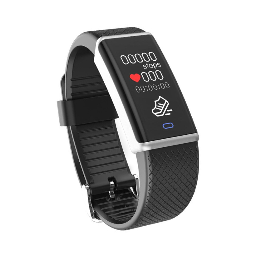 R9 color screen multi-function smart pedometer sports bracelet men women fitness watch heart rate blood pressure step counter: White