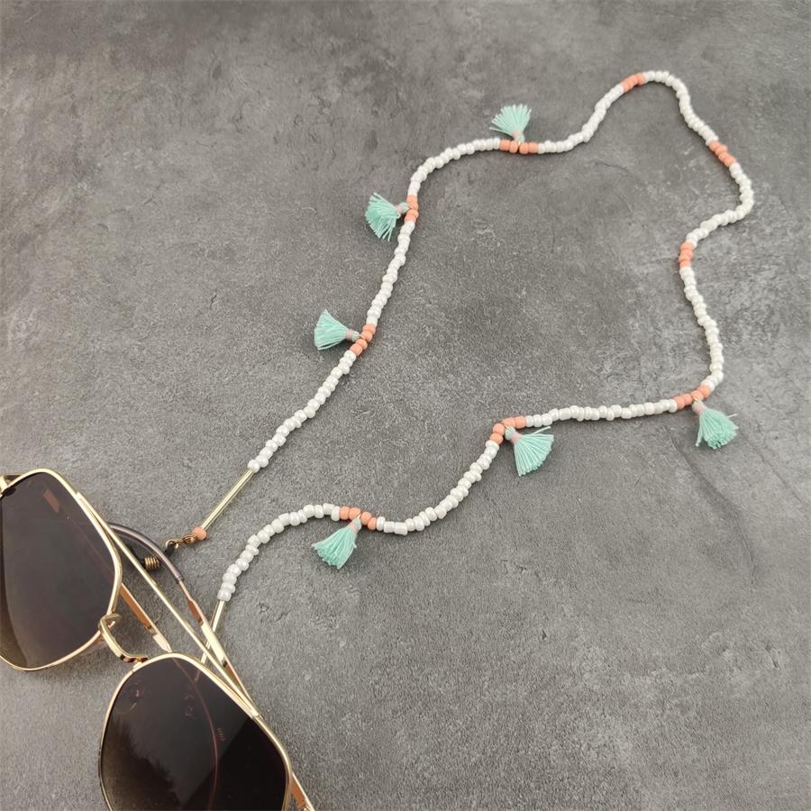 Boho perles de verre chaînes de lunettes avec coton gland lunettes de soleil lunettes de lecture chaîne lunettes porte-cordon sangle de cou corde: 6